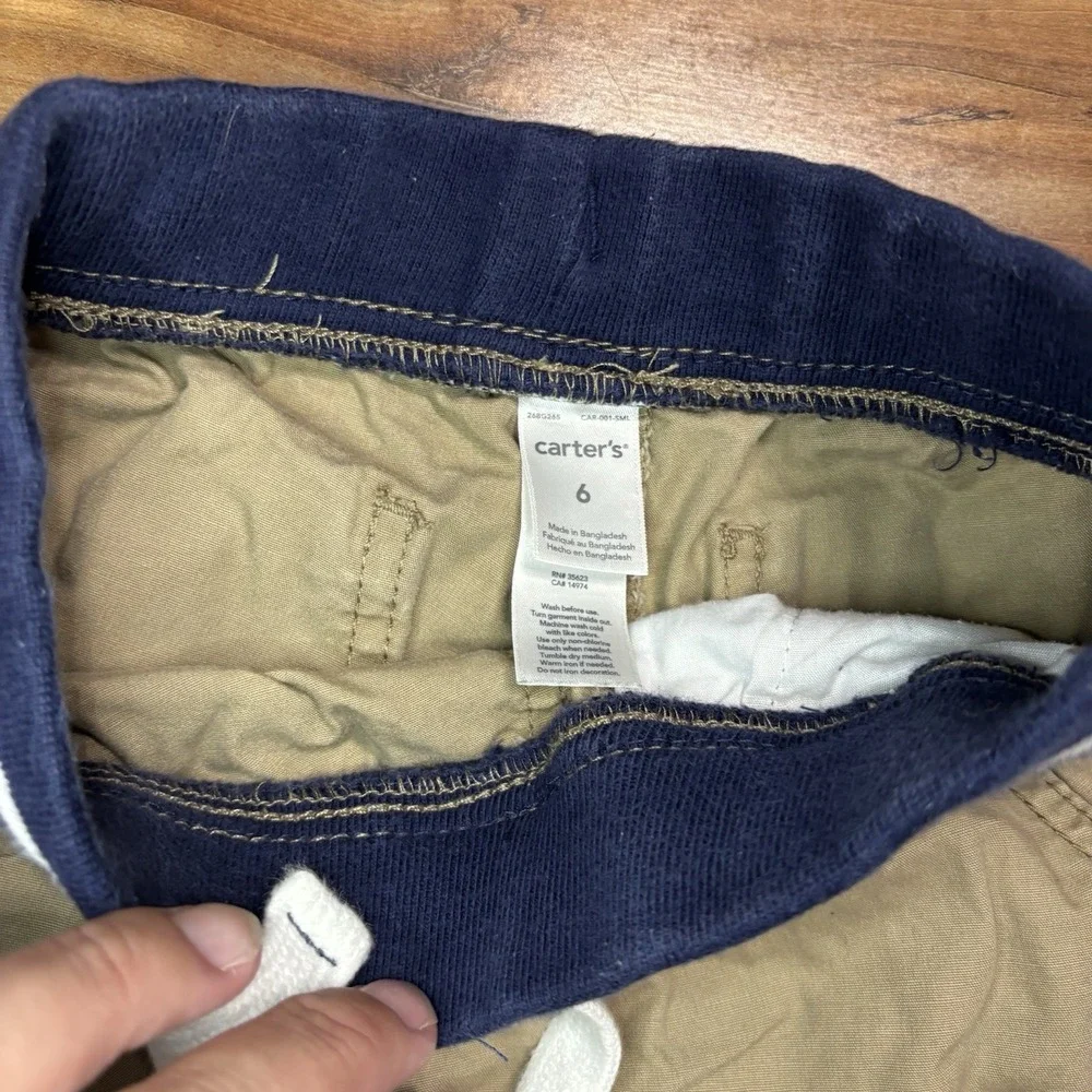 Carter's Kids Boys Sz 6 Brown Khakis Pull On Pants Functioning‎ Drawstring